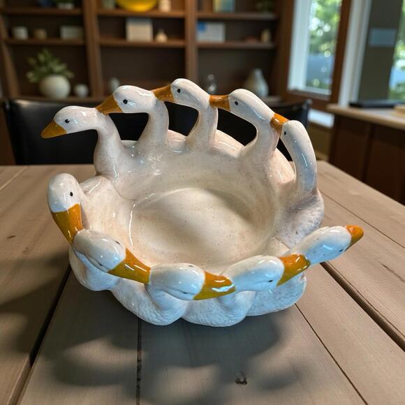 Circle of a Gaggle of Geese Planter Ceramic 6" tall x 9.25" width - Picture 4 of 6